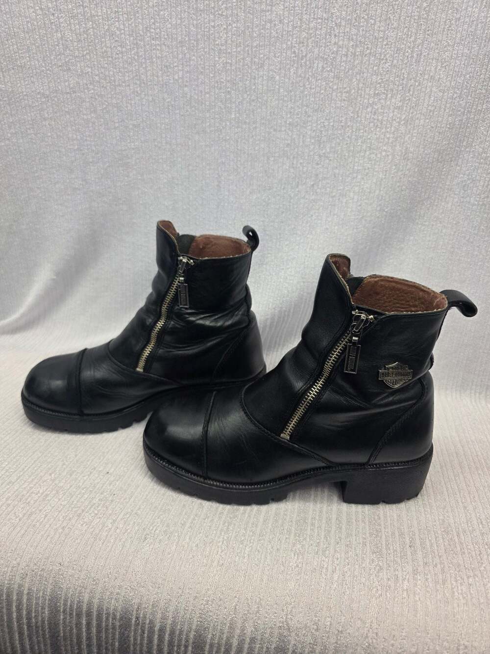 Harley-Davidson Amherst Women's Black Leather Double Zip Motorcycle Boots